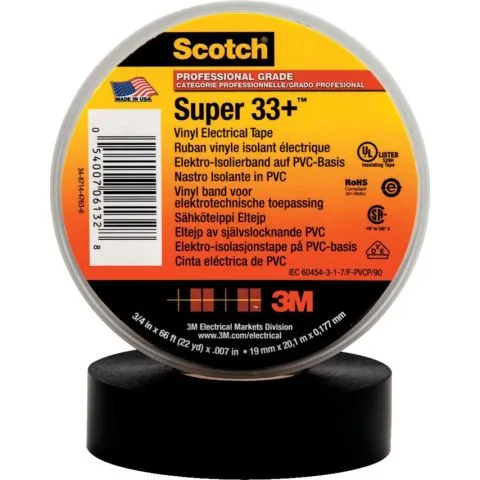 Scotch Super 33+ 3M Eltejp svart, 19 mm x 20 m Sänkt pris